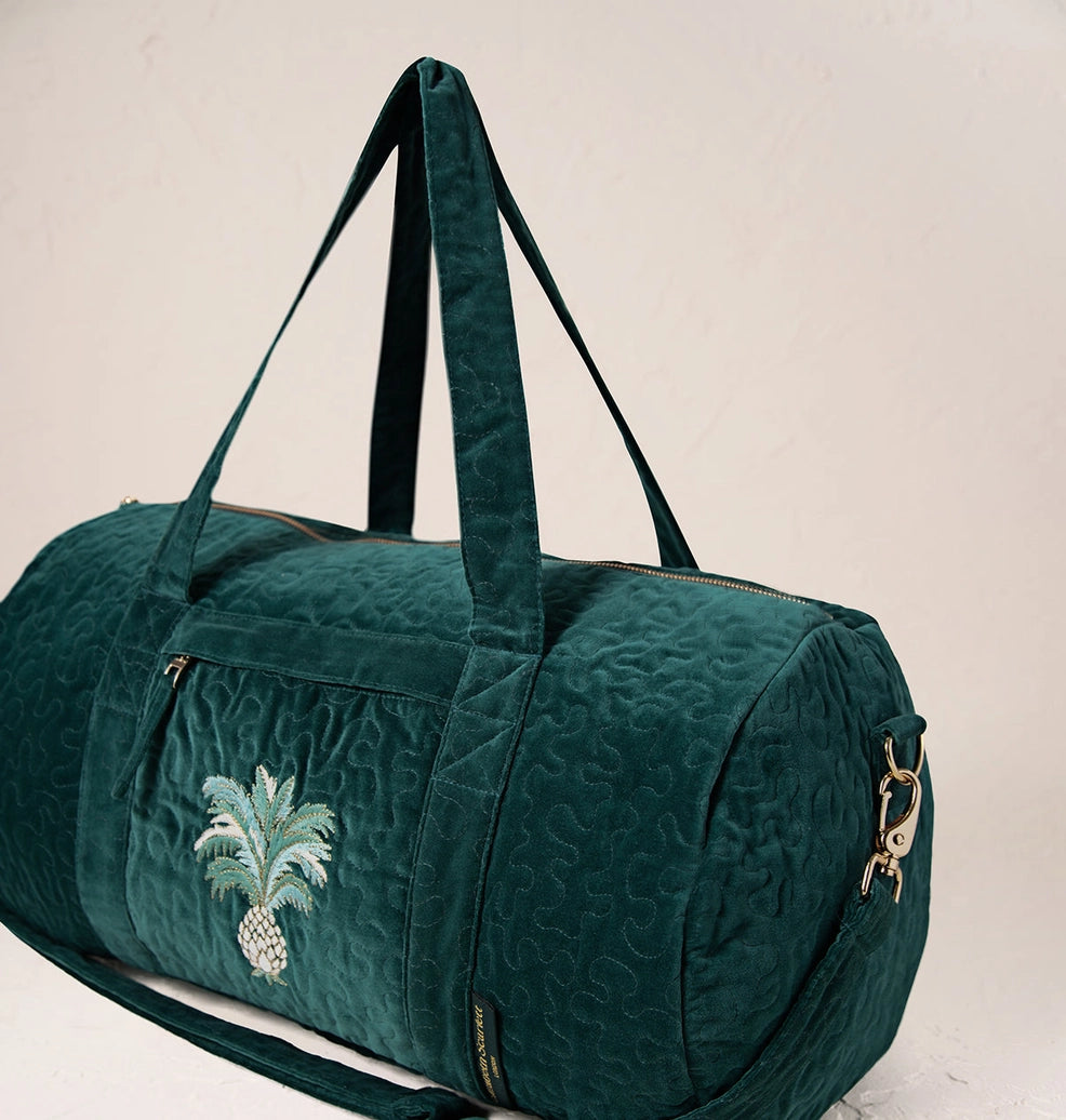 Elizabeth Scarlett Overnight Velvet Bag Emerald