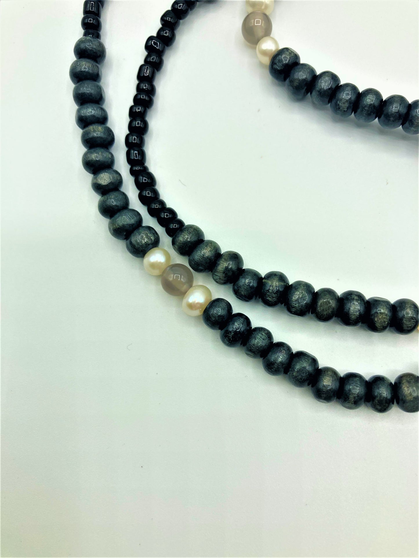Smokey Quartz and Freshwater Pearl Glasses Chain - Black BLACKFRIDAY