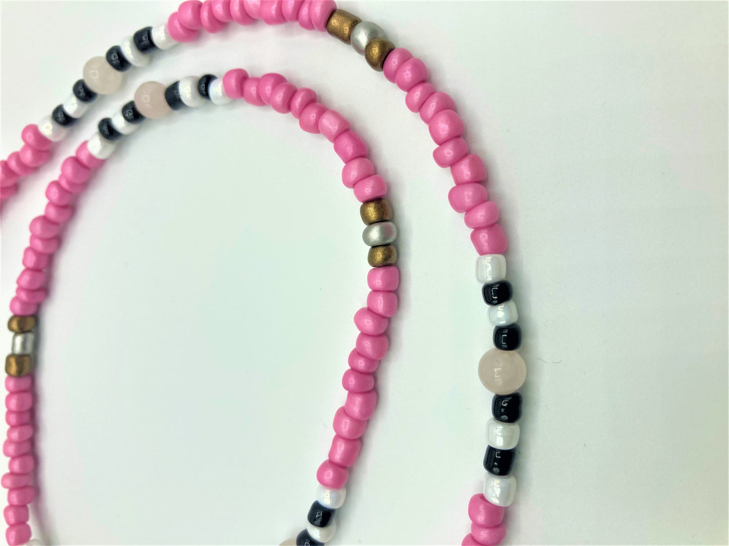 Pink, Black and White Rose Quartz Glasses Chain BLACKFRIDAY