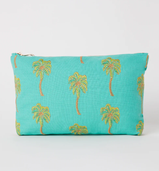 Elizabeth Scarlett Summer Palm Pouch Turquoise