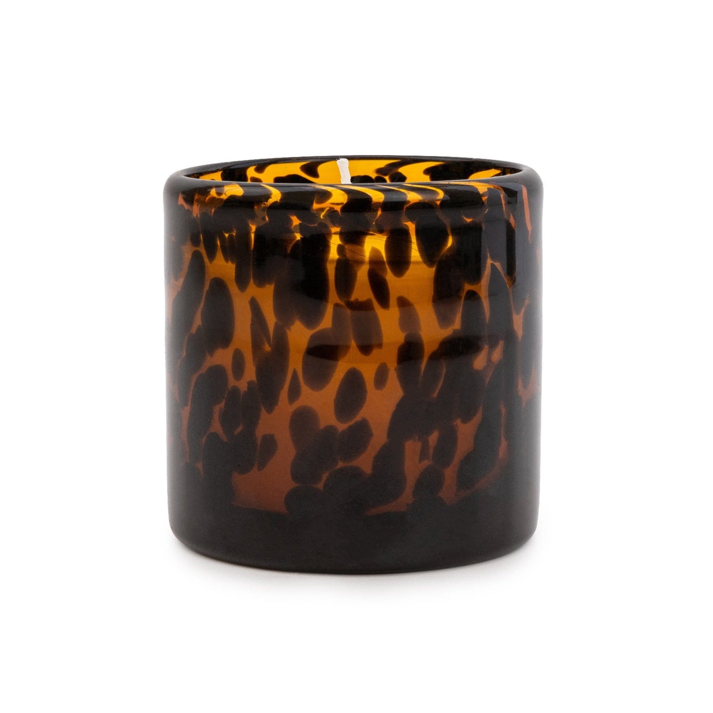 Tortoiseshell Amber Mottled Glass Candle - Amber Scented